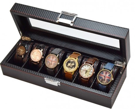 קופסא ל 6 שעונים ותכשיטים מקרבון