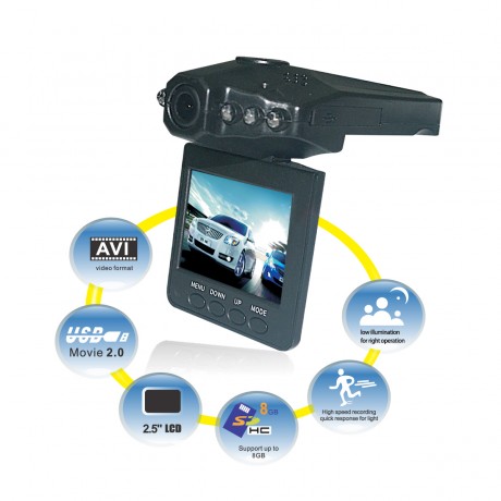 מצלמת רכב HD עם מסך 2.5 אינץ מקליטה ומתעדת את מהלך הנסיעה בזמן אמת